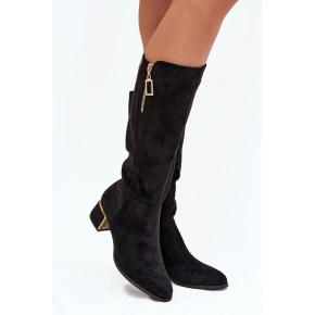 Dámské kozačky na podpatku 6912 Černá - Super mode