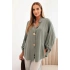 Dámská košile s ozdobnými knoflíky 61953 Khaki zelená - K-Fashion
