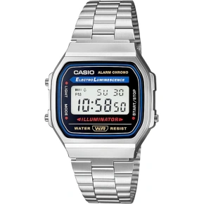 Unisex digitální hodinky Casio A168WA s náramkem z nerezové oceli, stříbrné