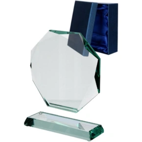 Skleněná trofej s matným podstavcem a pouzdrem