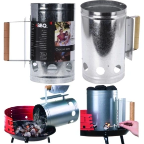 KOMÍNOVÝ PODPALOVAČ PRO GRILOVÁNÍ 27,5 CM VYSOKÝ S DŘEVĚNOU RUKOJETÍ