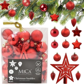 DEKORATIVNÍ PLASTOVÁ CETKA BEZPEČNÁ 40KS ČERVENÁ SLÍDA