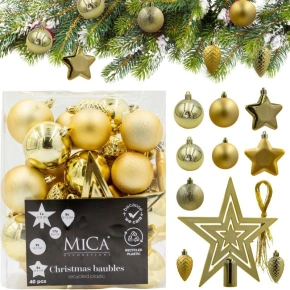 DEKORATIVNÍ PLASTOVÉ CETKY BEZPEČNÉ 40KS ZLATÁ SLÍDA