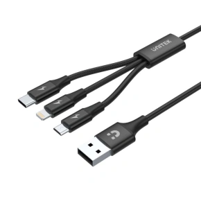 UNITEK USB 3V1NABÍJECÍ KABEL (C,LIGHTNING,MUSB)