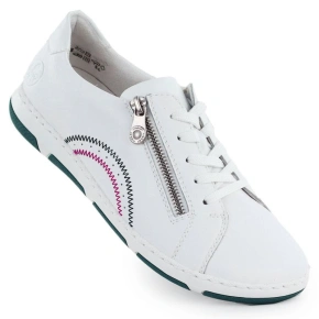 Dámské bílé kožené polobotky na zip Rieker 42424-80