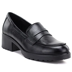 Dámské polobotky – mokasíny na podpatku, černé, Potocki SZ12870 Dámské polobotky – mokasíny na podpatku, černé, Potocki SZ12870