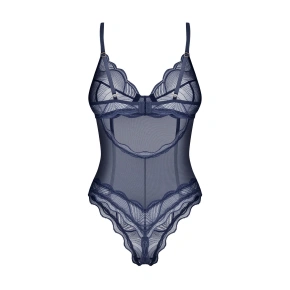 Dámské body Nightly Blue Crotchless Teddy tm. modré - Obsessive