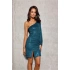 Krátké šaty SUK0432 petrolejově zelené - Roco Fashion