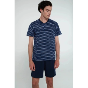 Pyžamo s knoflíkovou légou 20670 modré  - Vamp