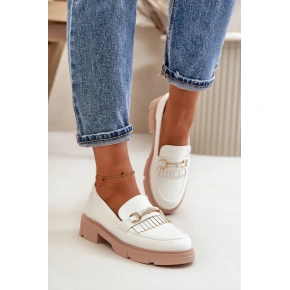 Dámské mokasíny W-16 Bílá s béžovou - DAY-VINE Shoes