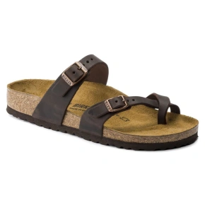 Birkenstock dámské žabky Mayari Habana Narrow foot z nubukové kůže hnědé (0171323)