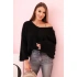 Dámský svetr z mohairu volného střihu s výstřihem do V IT-92 / 34360 Černá lesk - K-Fashion