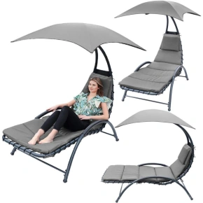 BERGAMO SEDÁTKO K BAZÉNU S PARAZÉNEM 200x125x180CM ŠEDÉ