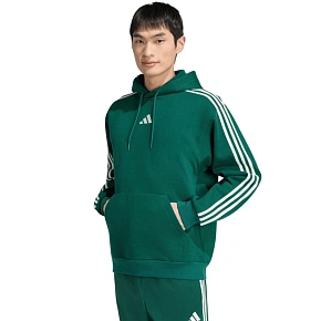 Pánská mikina adidas Essentials 3-Stripes Fleece s kapucí zelená KZ1413 Pánská mikina adidas Essentials 3-Stripes Fleece s kapucí zelená KZ1413