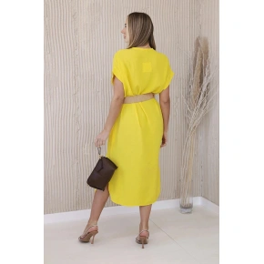 Šaty 5904 s ozdobným páskem - Žlutá