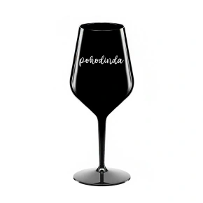 POHODINDA - černá nerozbitná sklenice na víno 470 ml