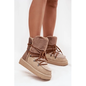 Dámské sněhové boty s kožíškem DFSH370012 Béžová - DFranklin