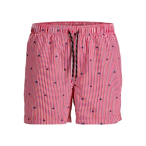 Jack&Jones pánské plavky JWHARUBA SWIM PRINTS SHORTS 12206537 TRUE RED STRIPES
