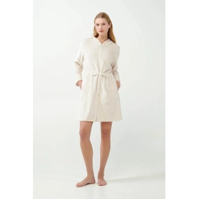 Dámský fleecový župan na zip 21360 Ecru - Vamp