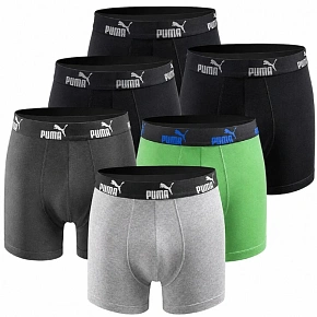 Puma boxerské trenýrky pro muže Boxershorts 6PAK černé, zelené, šedé