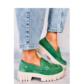 Dámské polobotky na vysoké platformě UK132P Zelená - Seastar