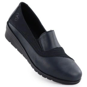 Dámské kožené boty na platformě Rieker v tmavě modré barvě L5356-14