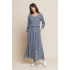 Letní dlouhé šaty Nancy modro-bílo-hnědé - Benedict
