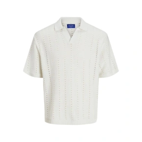 Jack&Jones pánská košile JORPAROS KNIT ESTER SS CROCHET POLO 12272562 SEA SALT Jack&Jones pánská košile JORPAROS KNIT ESTER SS CROCHET POLO 12272562 SEA SALT
