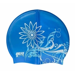 Silikonová plavecká čepice SHEPA s grafikou modrá B4 Silikonová plavecká čepice SHEPA s grafikou modrá B4
