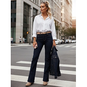 Dámské džíny s vysokým pasem  UY2911 tmavě modré - FashionStreet