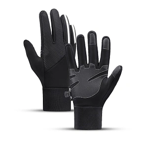 Zateplené protiskluzové sportovní rukavice pro telefon (velikost XL) - černé Zateplené protiskluzové sportovní rukavice pro telefon (velikost XL) - černé