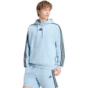 Pánská mikina adidas Essentials 3-Stripes Fleece s kapucí světle modrá KY4170