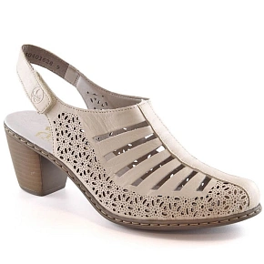 Kožené sandály na podpatku Rieker W RKR49B beige