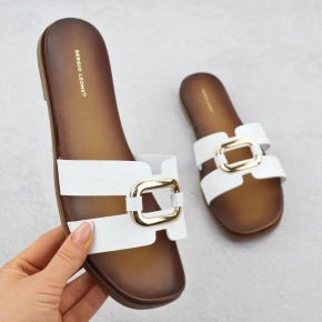 Dámské žabky s ornamentem bílé Sergio Leone SK077H Dámské žabky s ornamentem bílé Sergio Leone SK077H