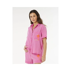 Dámské tričko RIP CURL Hotel Malibu Embroid Shirt, růžové Dámské tričko RIP CURL Hotel Malibu Embroid Shirt, růžové