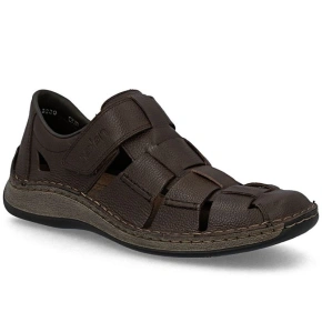 Pánské hnědé prolamované kožené polobotky Rieker 05281-25