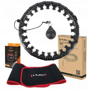 Hula Hop HMS HHW01 se závažím a výstupky černá + pásek BR163 červená v ceně