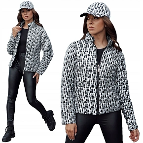 Dámská přechodová bunda se kšiltovkou TY4505 černo-bílá - FashionStreet