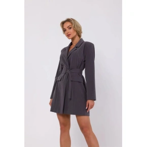 Blejzrové šaty s páskem M749  tmavě šedé - Moe