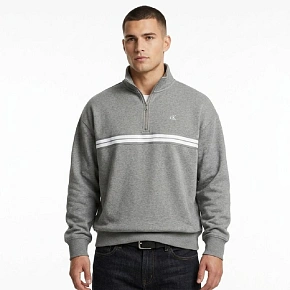 Calvin Klein Zip Fleece Hoodie Logo Tape Grey Heather mikina - LZ04RE285G-P7E pánské Calvin Klein Zip Fleece Hoodie Logo Tape Grey Heather mikina - LZ04RE285G-P7E pánské