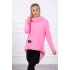 Dámská prodloužená mikina s kapucí 9116 Růžová - K-Fashion