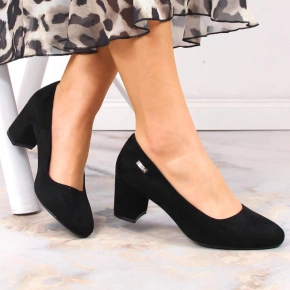 Sergio Leone W SK314D černé semišové lodičky na podpatku