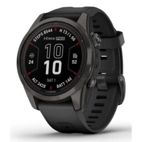 Hodinky Garmin Fenix 7S Pro 42mm Sapphire Solar šedé titanové DLC s černým řemínkem Hodinky Garmin Fenix 7S Pro 42mm Sapphire Solar šedé titanové DLC s černým řemínkem