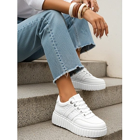 Dámské kožené tenisky ZY1394 bílé - FashionStreet Dámské kožené tenisky ZY1394 bílé - FashionStreet