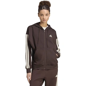 Dámská mikina adidas Essentials 3-Stripes Full-Zip Fleece Hoodie, hnědá, KX0784