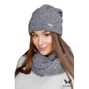 Dámský komplet PENE čepice a šály šedý - Kamea
