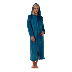 Unisex župan SIENA dlouhý s kapucí a se zipem 3656 6430 petrolejový - Vestis
