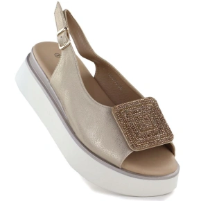 Dámské sandály na silné zlaté platformě Potocki SZ12590