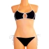 Dámské plavky dvoudílné sexy bikiny SULTRY polstrované košíčky zdobené bílými lemy černé - Černá - OEM