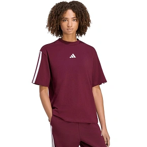 Koszulka damska adidas Essentials 3-Stripes Boyfriend bordowa KF6287 Koszulka damska adidas Essentials 3-Stripes Boyfriend bordowa KF6287